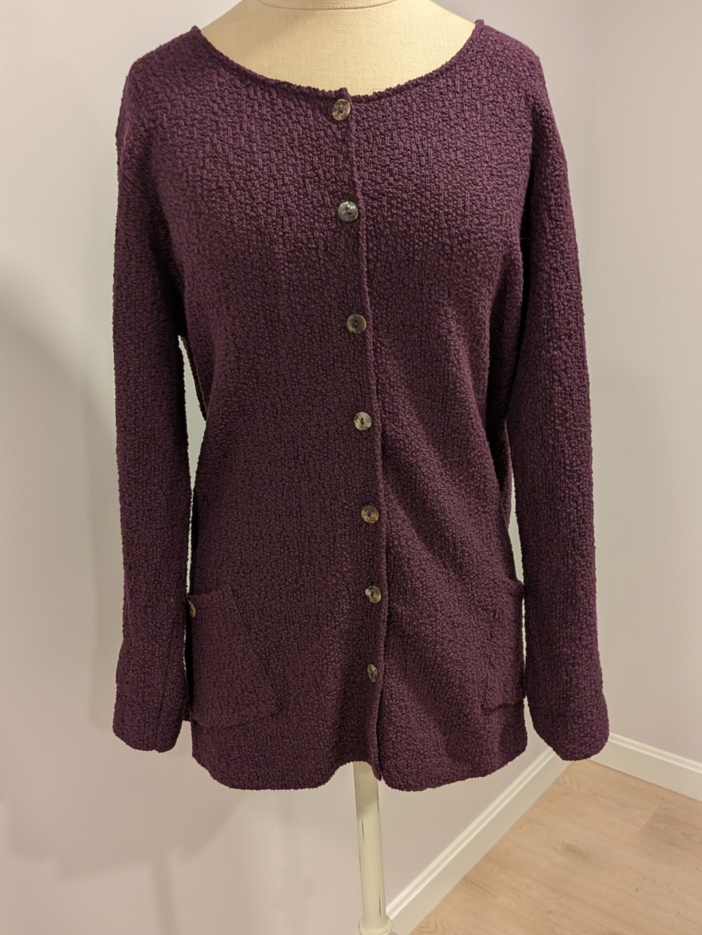 Margaret Winters Plum Cozy Cardigan Sweater | Cottagecore Granola Girl